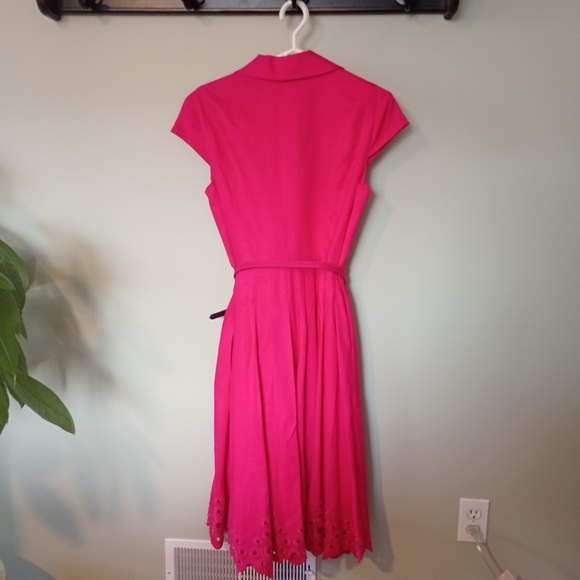 Jones New York Bright Pink Button-Front Midi Dress with Belt - Picture 2 of 7